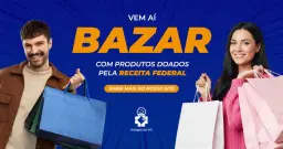 Bazar com produtos doados pela Receita: celulares, eletrĂŽnicos e perfumes importados!