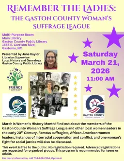 Remember the Ladies: The Gaston County Woman's Suffrage League