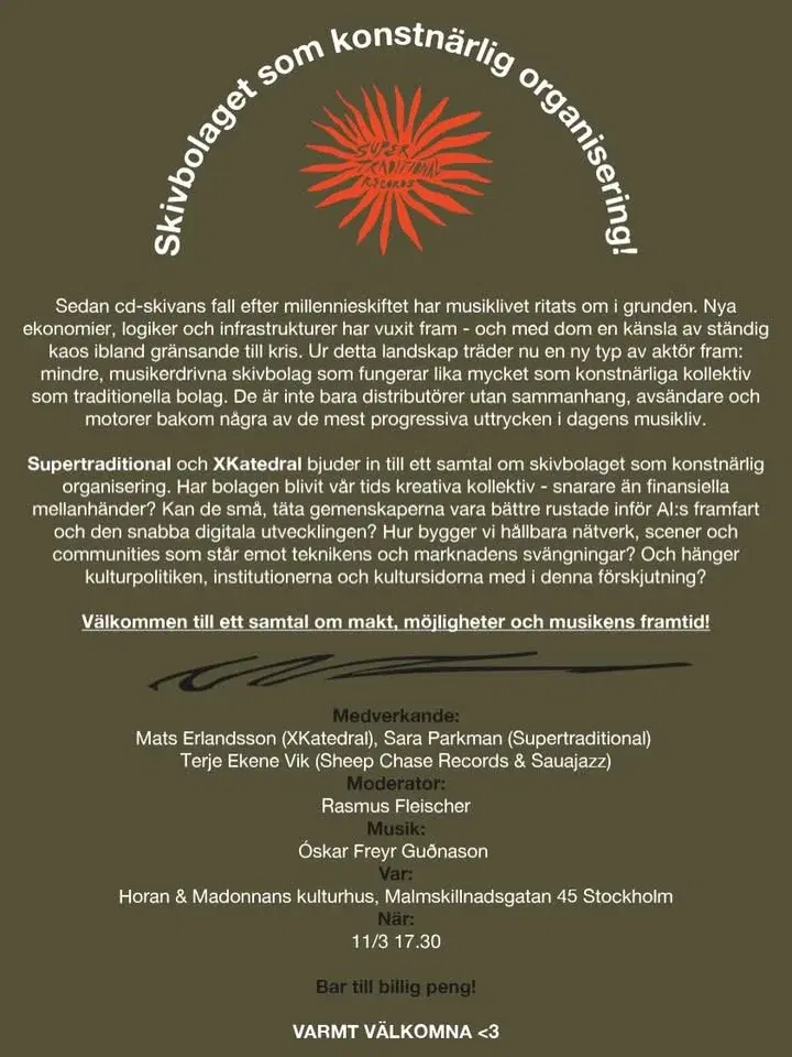 Samtal: Skivbolaget som konstnärlig organisering